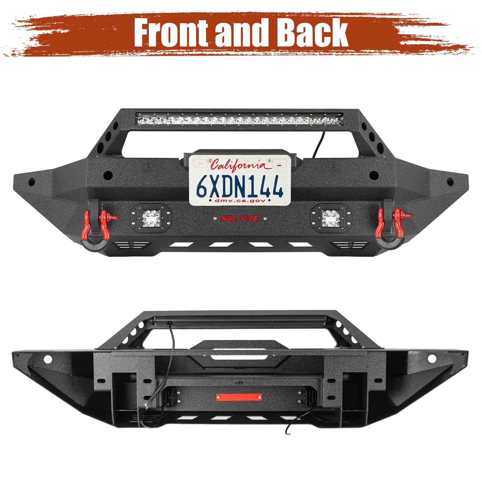 Heavy Duty Ford Bronco Front Bumper with Integrated LED Work Lights, Sensor Ports & D-Ring Tow Points - Off-Road Bumper for Adventure & Towing - Perfect for Off-Roading, Overlanding & Truck Modifications