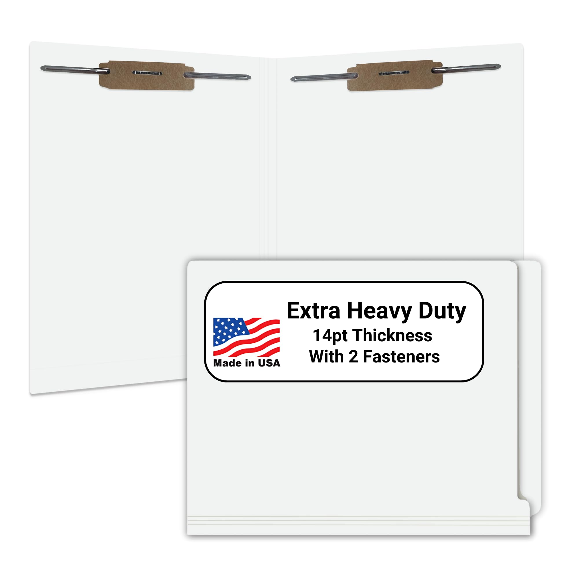 Premium White Letter Size File Folders - 14 pt Stock with Reinforced End Tabs & 2