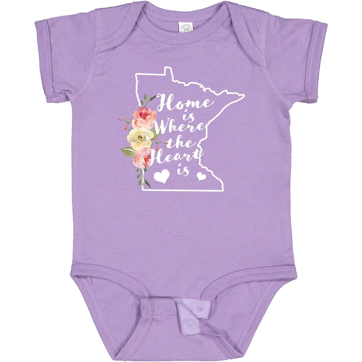 Inktastic Minnesota Home Is Where the Heart Is Watercolor Baby Bodysuit - Soft Cotton Onesie for Newborns & Infants - Perfect Gift for Minnesota Parents & Baby Showers