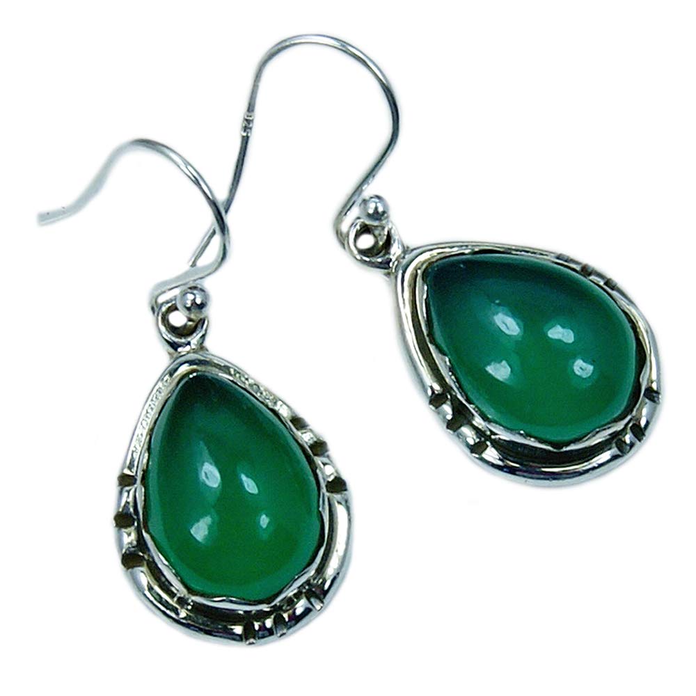 Forest Queen's Natural Green Onyx & Sterling Silver Dangle Earrings | Handmade Bohemian Jewelry for Women | Perfect for Weddings, Parties & Everyday Wear