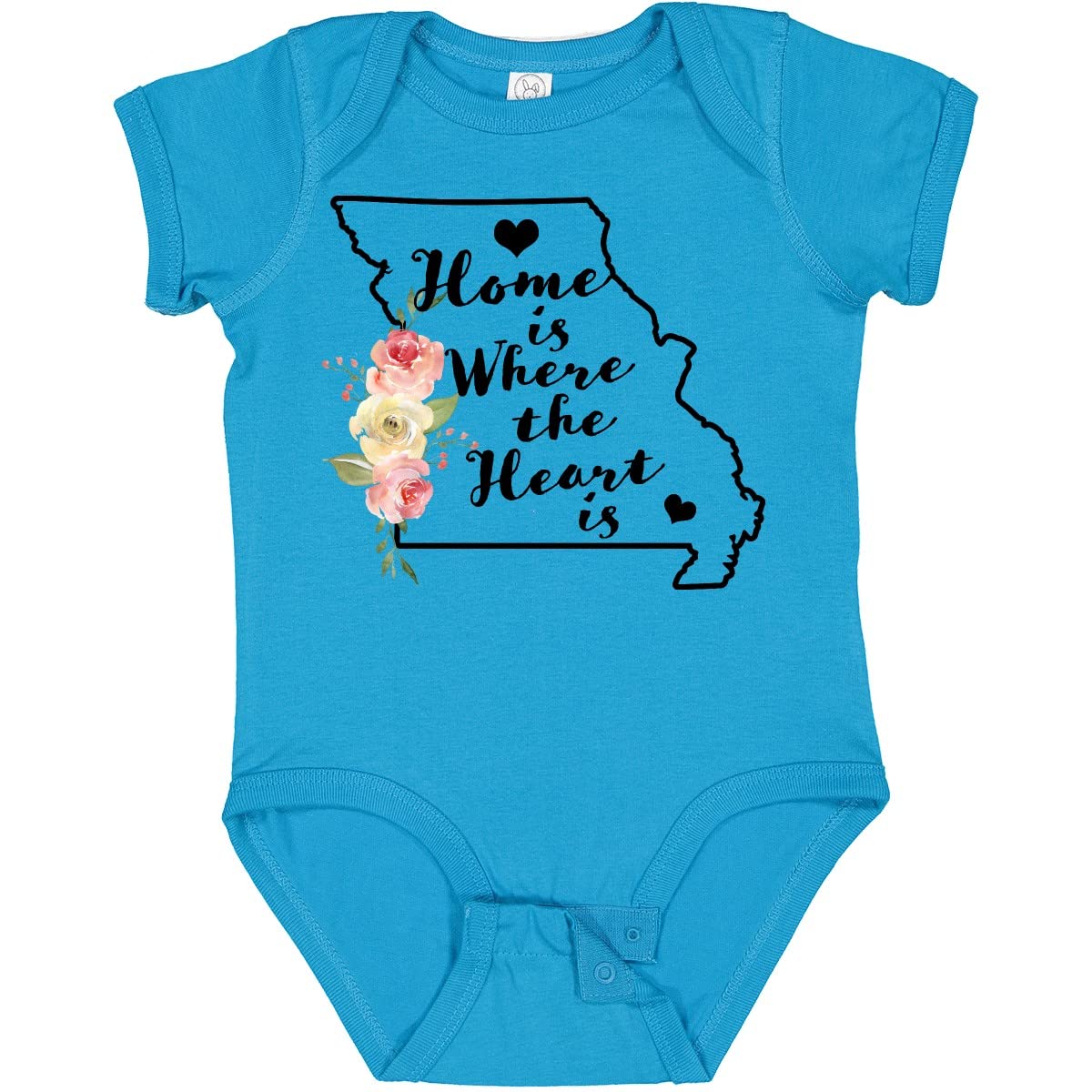 Inktastic Missouri Home is Where The Heart is Watercolor Baby Bodysuit - Soft Cotton Infant Onesie for Newborns & Toddlers - Perfect for Family Photos, Holidays & Everyday Wear