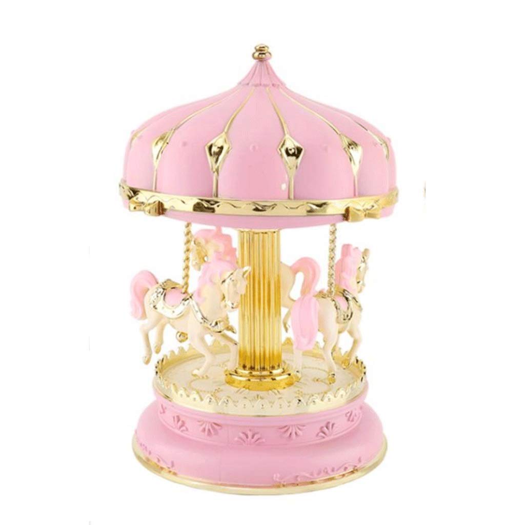 Pink Carousel Music Box - Hand-Crank Musical Toy for Kids, Girls, Birthday, Christmas & Wedding Gifts - Perfect for Nursery Decor, Party Favors & Special Occasions