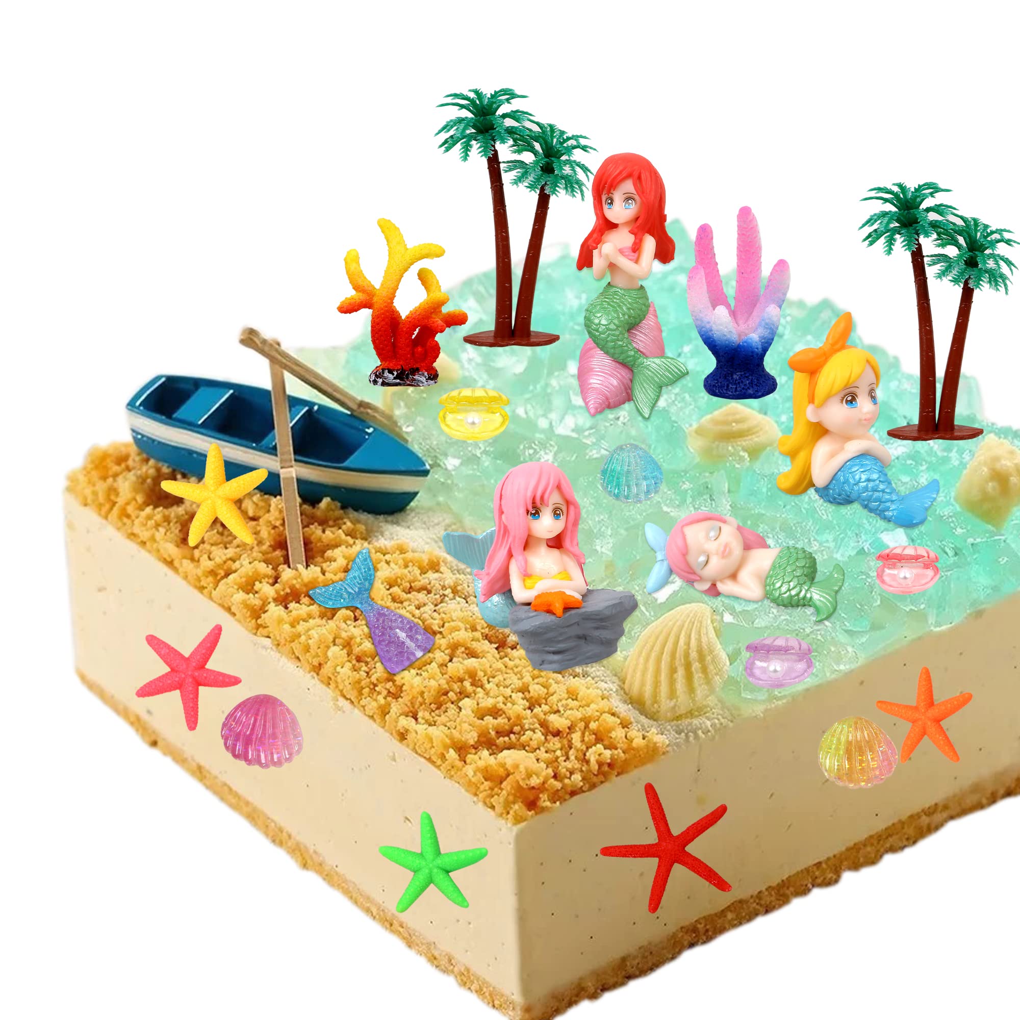 28 PCS Mermaid Cake Toppers Set - Adorable Little Mermaid Doll Figurines for Birthday Cake Decorations, Baby Showers & Ocean Themed Parties - Perfect for Kids' Birthday Cakes, Cupcake Toppers and Underwater Party Decor
