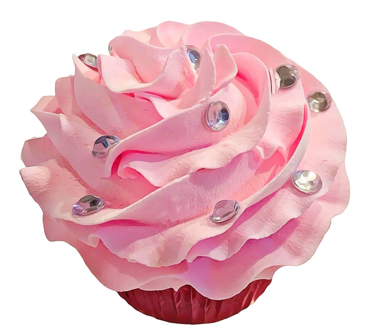 DEZICAKES Fake Cupcake Cake - Artificial Cupcake for Display - Faux Cake Decorations for Home & Kitchen - Fake Food Desserts - Pink Bling Cupcake for Party, Wedding, and Dessert Table Decor