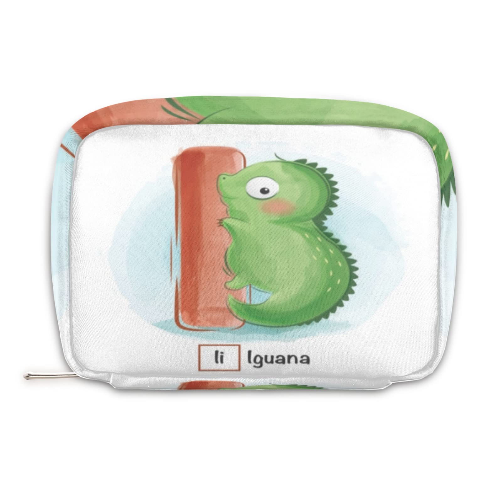 Cute Animal Alphabet Iguana Makeup Bag - Water-Resistant Cosmetic Pouch for Women & Girls - Travel Toiletry Organizer for Purse, Beauty Essentials & Daily Use