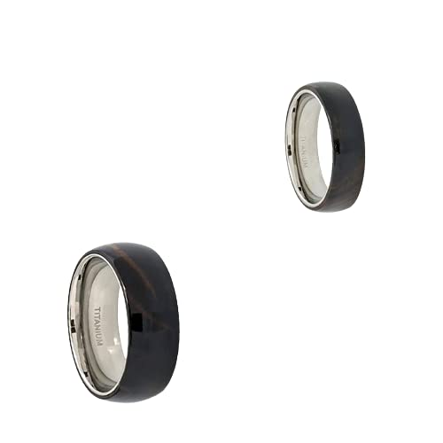 Titanium Koa Wood Wedding Rings for Men & Women - 8mm & 6mm Bands for Couples