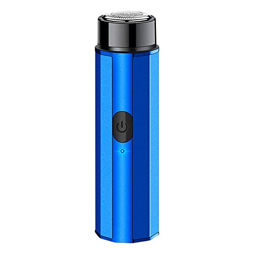 Mini Portable Electric Shaver for Men - USB Rechargeable Travel Beard Trimmer & Hair Clipper with Precision Blades (Blue) - Perfect for Home, Car, Gym and Business Trips