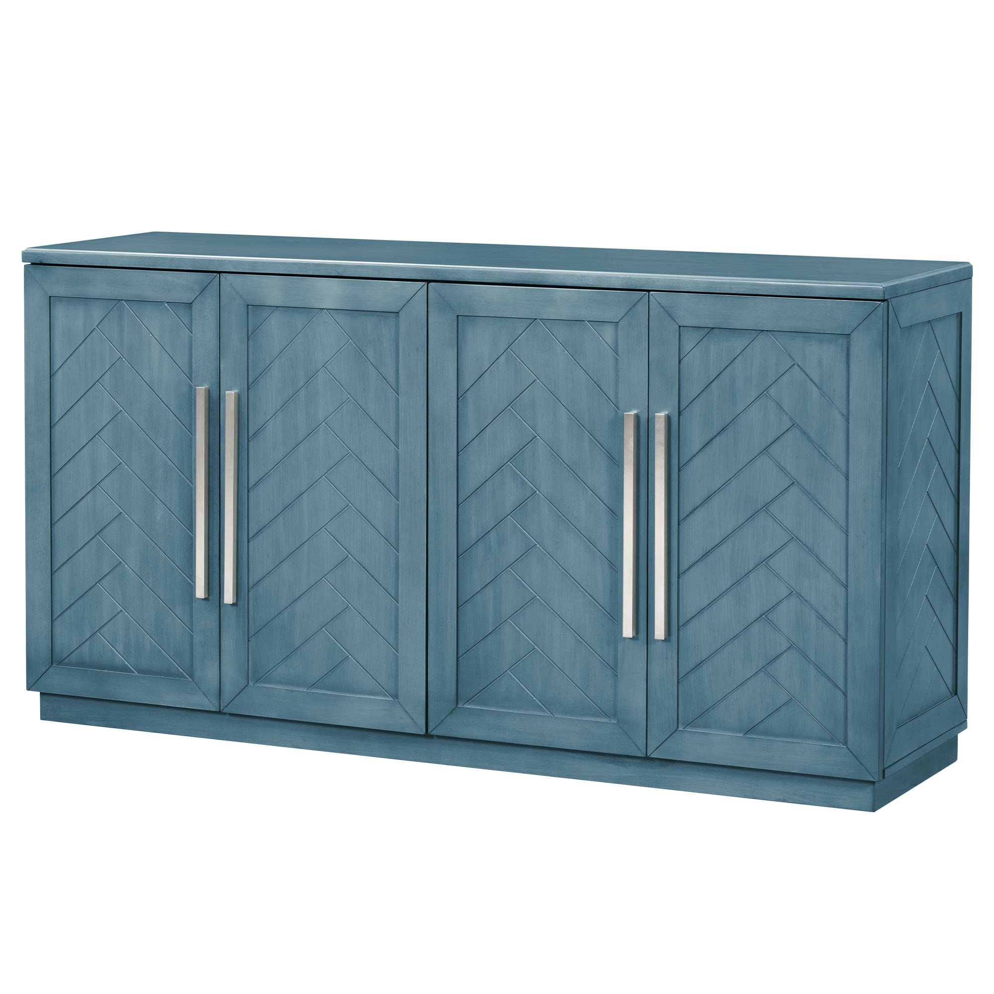 Modern Buffet Sideboard Storage Cabinet with 4 Doors & 4 Adjustable Shelves - Entryway Hallway Console Table, Coffee Bar Cabinet (Antique Blue) - Perfect for Dining Room Storage, Living Room Organization & Kitchen Coffee Station