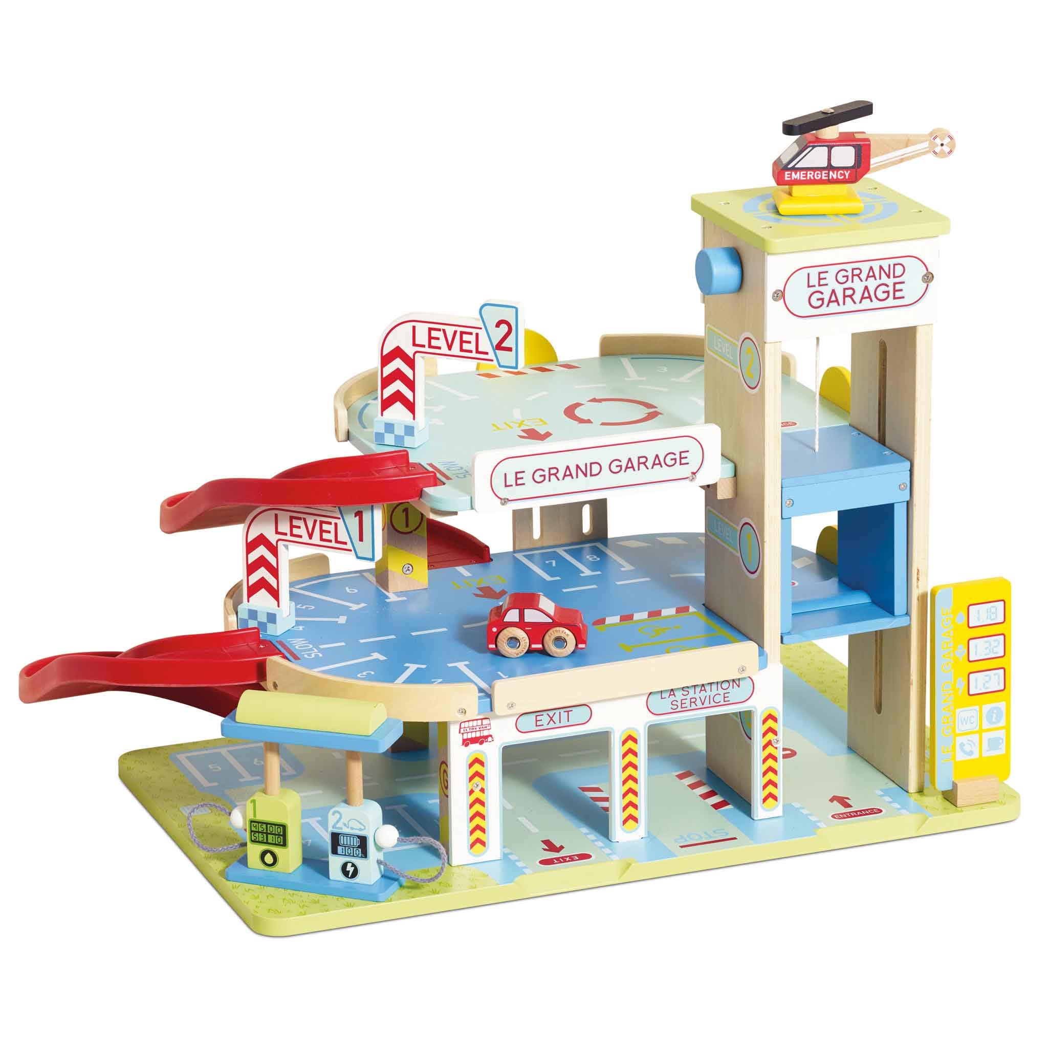Le Toy Van Motors, Planes & Garages - Le Grande Garage Wooden Toy Set for Kids | Pretend Play, Vehicle Storage & Imaginative Playtime