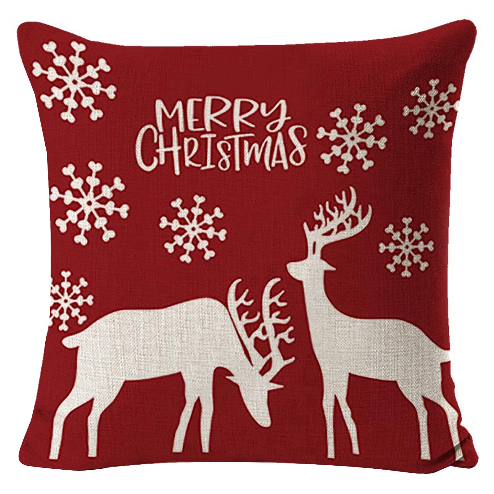 HEVIRGO Christmas Throw Pillow Covers - 18 Inch Square Flax Cushion Covers, Breathable Skin-Friendly Holiday Decor for Sofa, Bed & Home Decor | Perfect for Christmas Living Room & Bedroom Decorations