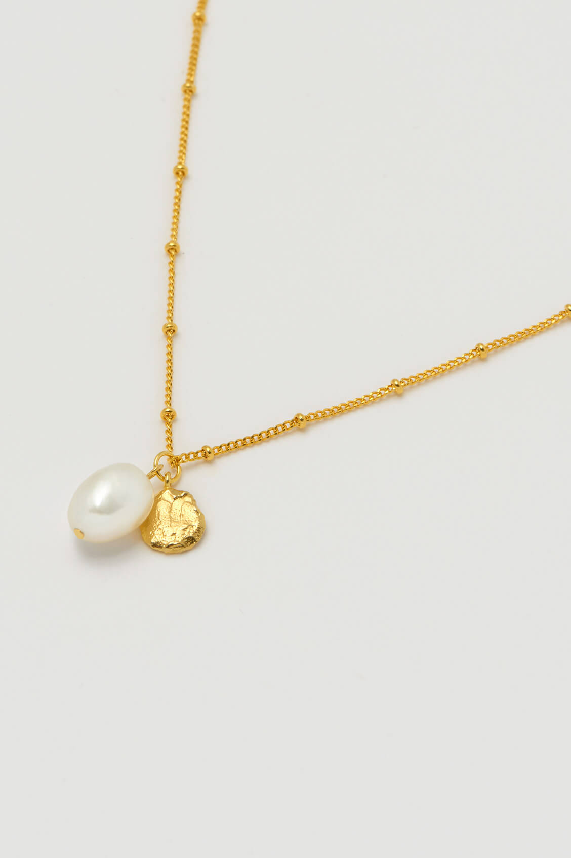 Double Charm Textured Coin & Baroque Pearl Necklace - Elegant Layered Jewelry for Women, Perfect for Date Night, Wedding, and Special Occasions