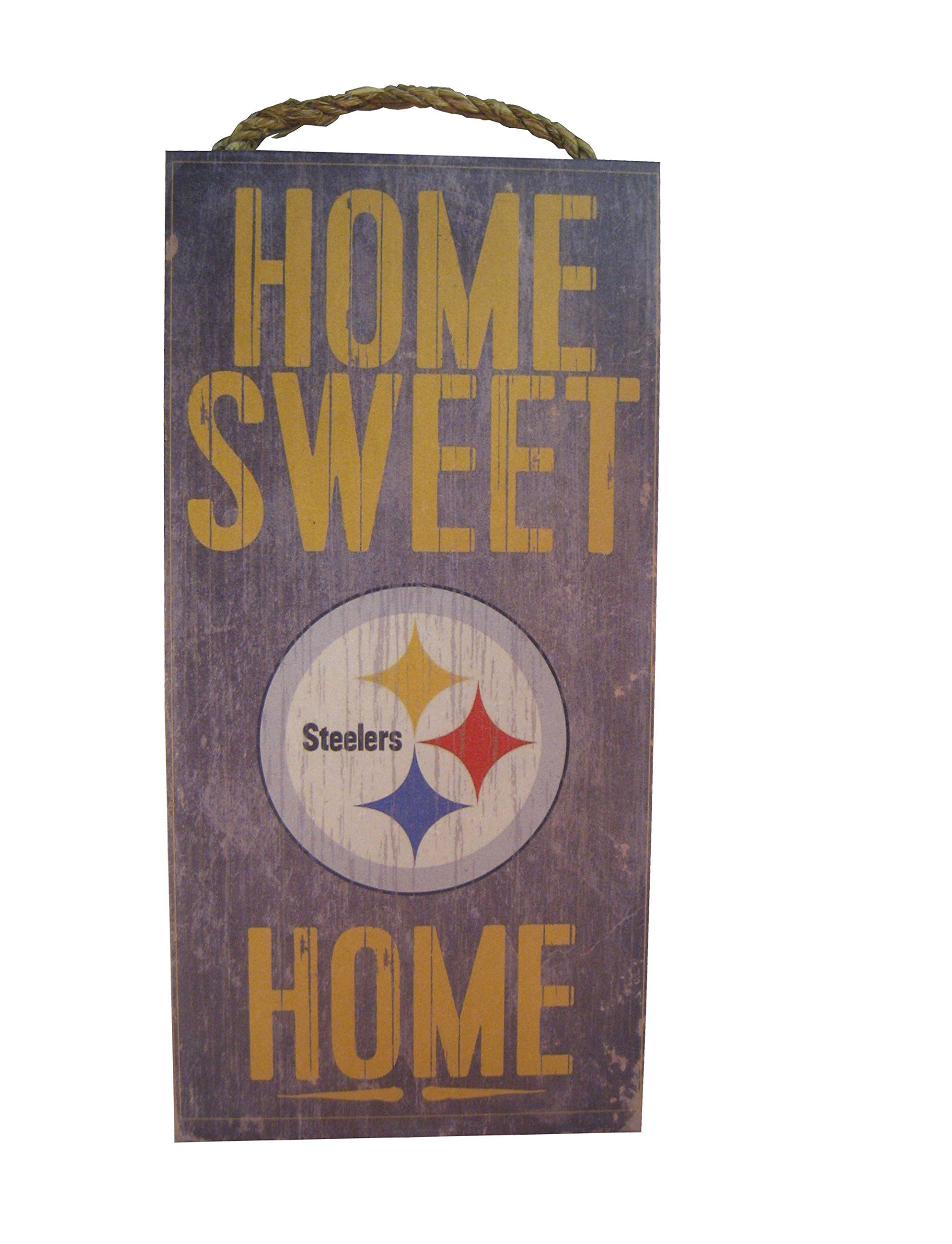 Pittsburgh Steelers Home Sweet Home Wood Sign - 6x12 Inches - Rustic Decor for Game Room, Man Cave & Steelers Fan Gifts