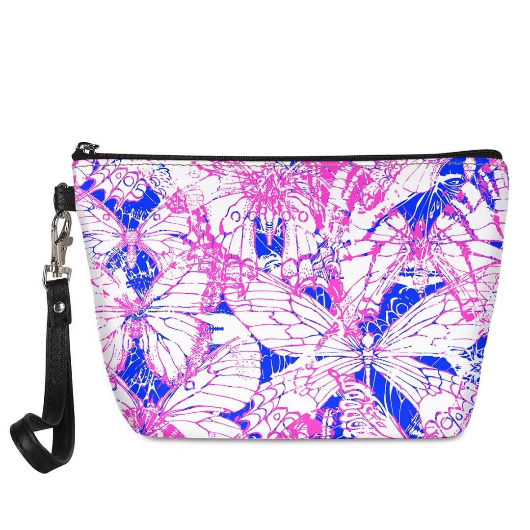 Butterfly Wings Printed Waterproof Makeup Bag with Zipper - Travel Cosmetic Organizer for Women | Perfect for Travel, Gym & Daily Essentials Storage