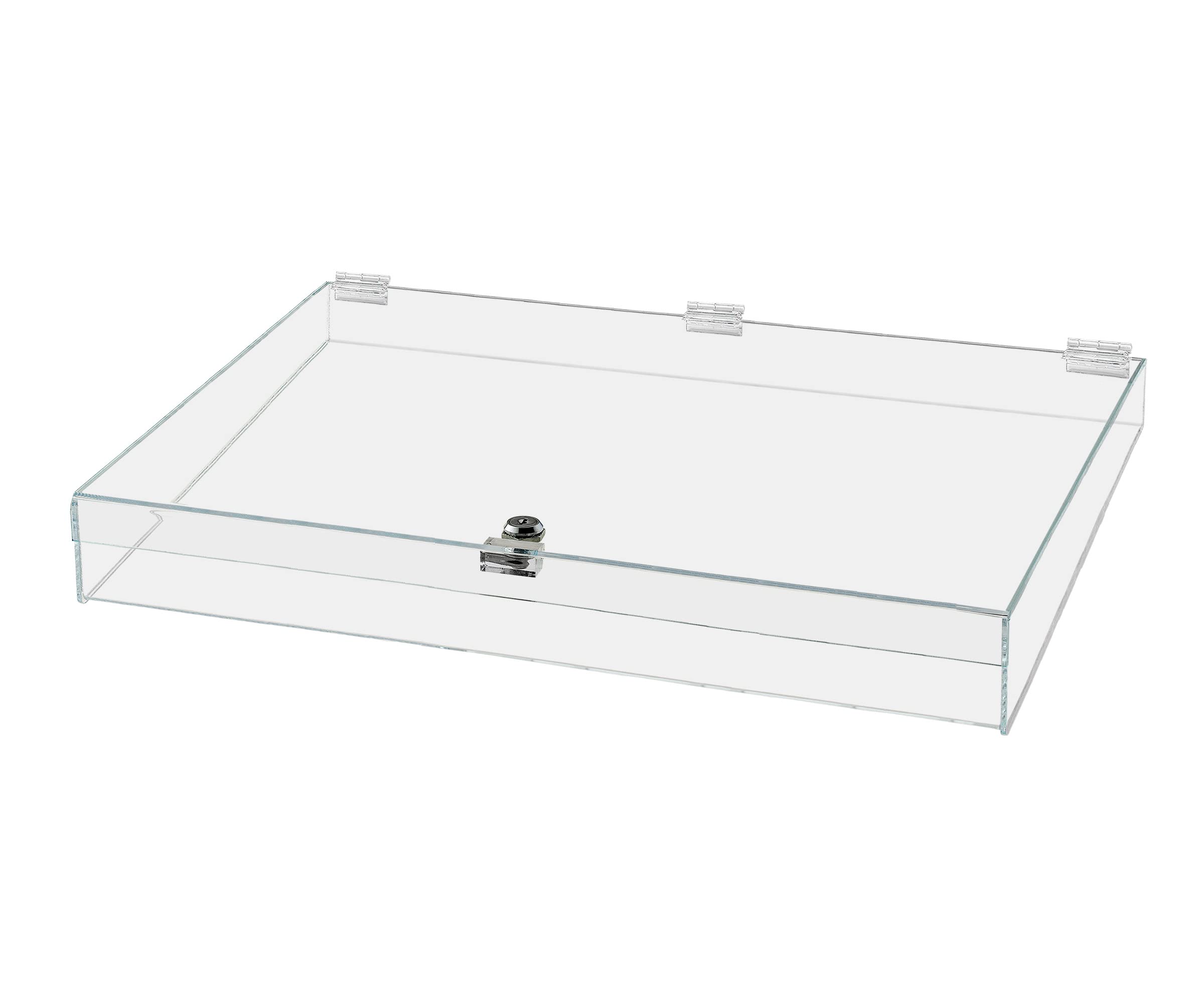 24x18x3.75 Inch Clear Acrylic Locking Display Case with Key - Secure Jewelry Showcase Box for Watches, Rings & Collectibles | Perfect for Retail Stores, Trade Shows & Home Collections