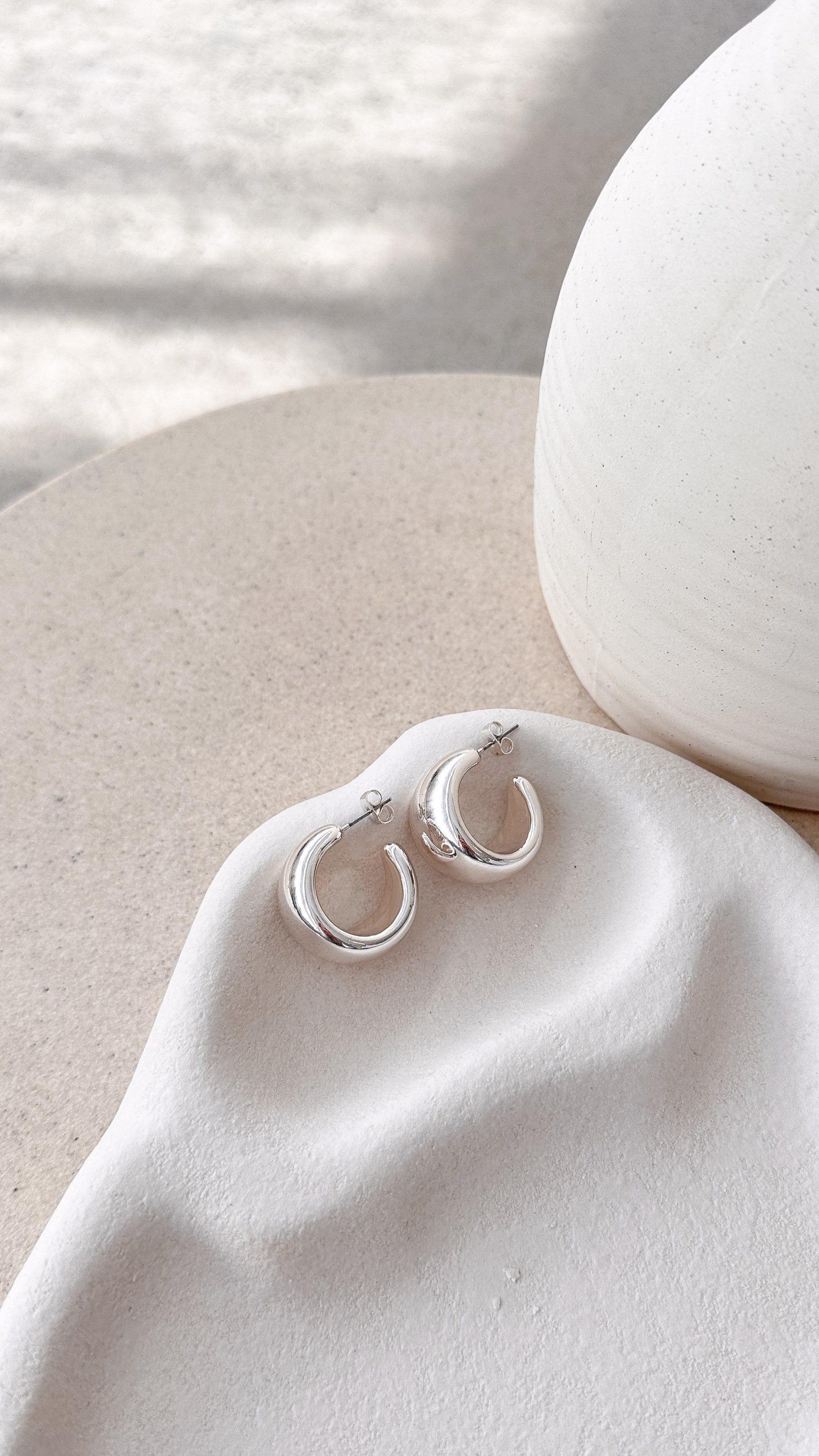 Sterling Silver Dome Huggie Earrings for Women - Minimalist Hoop Earrings for Everyday Wear, Gift for Her, Trendy Jewelry for Work & Casual Outfits