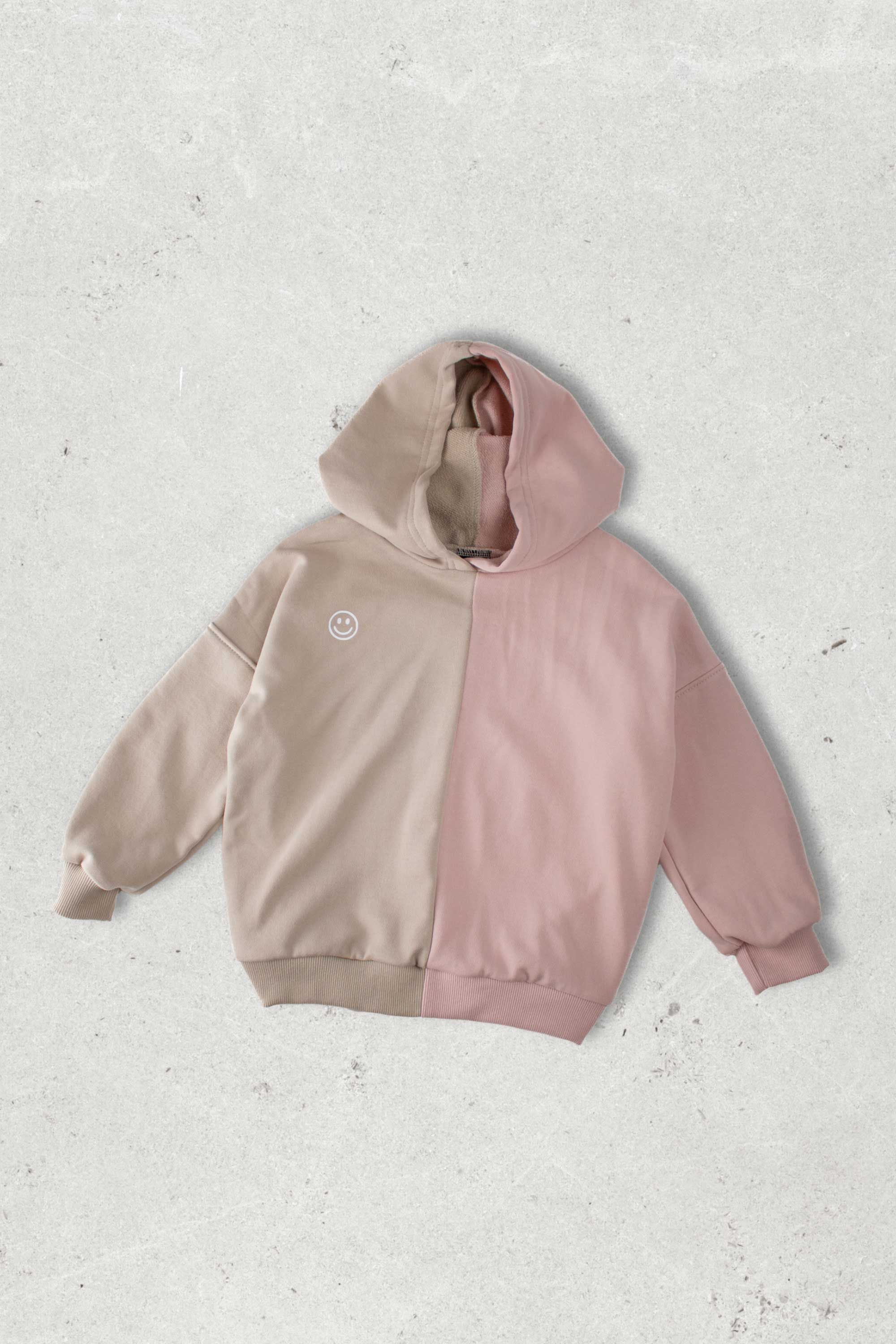 Two Tone Hoodie for Women - Pink Lemonade & Beige Pullover Sweatshirt | Casual Streetwear, Loungewear, Gym Outfit