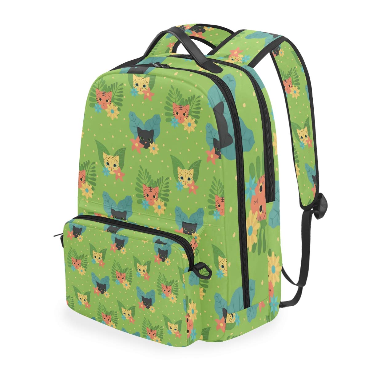 Animal Tropical Leaves Flowers Print Twill Cloth Backpack - Convertible 2-in-1 School & Travel Backpack for Teens & Adults | Detachable Shoulder Bag & Messenger Bag for Boys & Girls | Perfect for College, Commuting & Outdoor Adventures