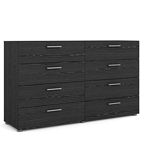 Pemberly Row 8-Drawer Double Dresser - Black Woodgrain Finish for Bedroom & Closet Organization | Modern Storage Furniture for Home & Office