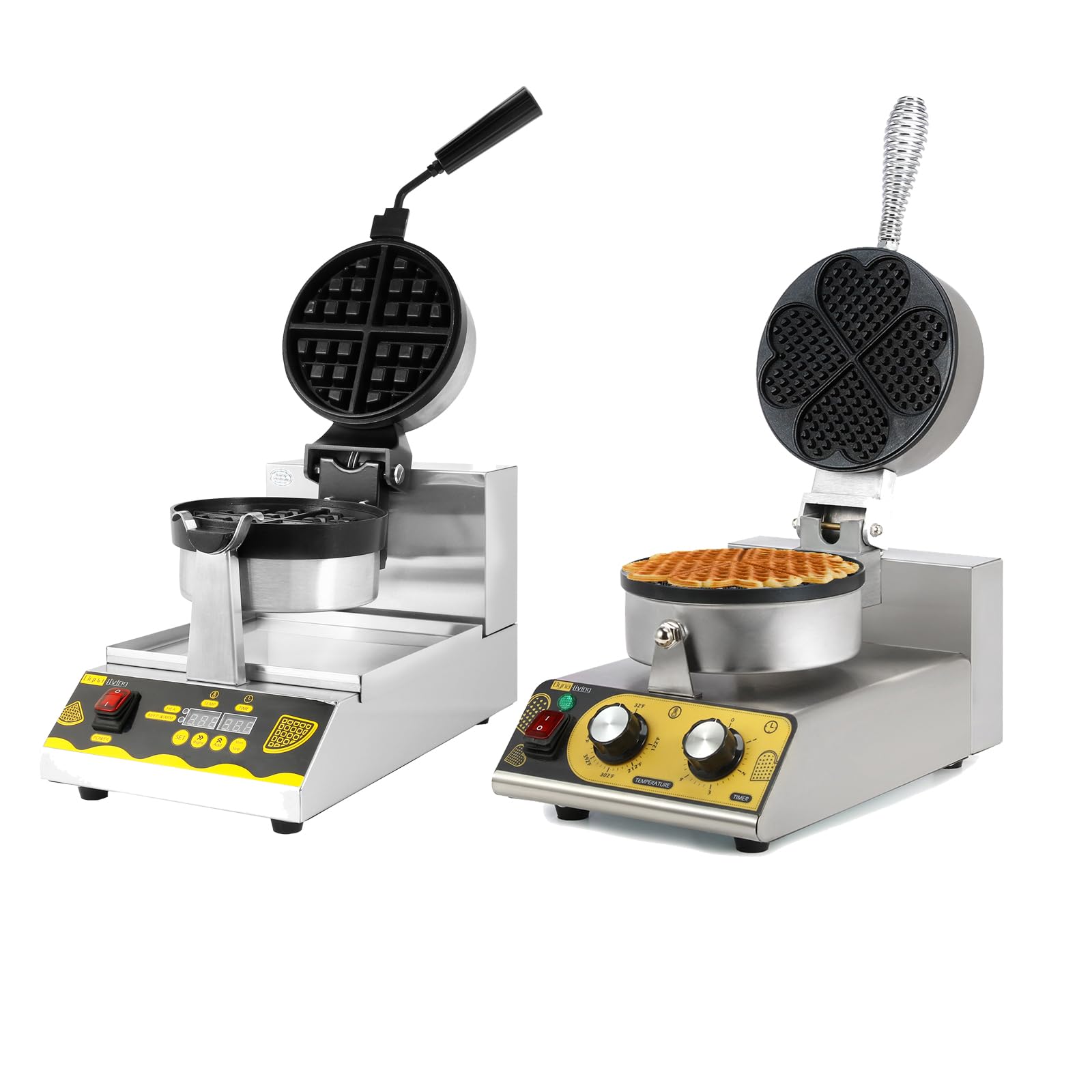 Dyna-Living Heart-Shaped Commercial Waffle Maker - Professional Belgian Waffle Iron for Restaurants, Cafes & Breakfast - Perfect for Valentine's Day, Weddings & Romantic Events