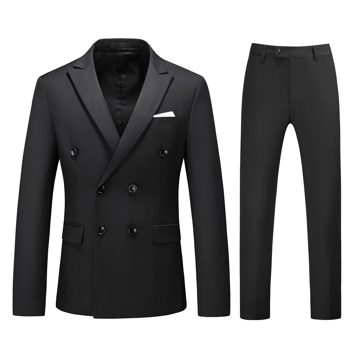 2-Piece Double Breasted Solid Black Suit for Men | Formal Business Attire | Perfect for Weddings, Interviews & Office Wear