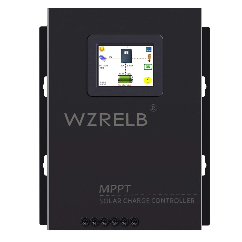 60A MPPT Solar Charge Controller 12V/24V/48V Auto & 18V/36V Manual - Max 170V PV Input, LCD Touch Screen - Perfect for RV, Boat, Off-Grid Solar Systems & Battery Charging