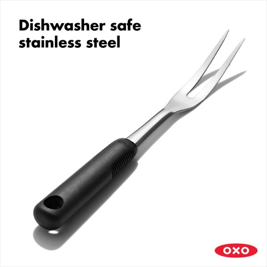 OXO Stainless Steel Carving Fork - Heavy Duty Meat Fork for Roast Beef, Turkey & Ham - Perfect for Carving, Serving & Holiday Dinners