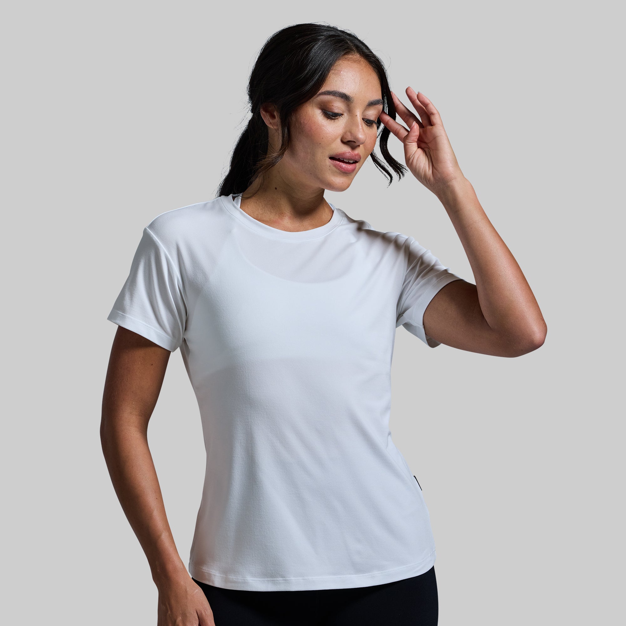 Premium Basic Crew Neck T-Shirt for Women - Soft Cotton Comfort Fit White Tee - Casual Everyday Wear & Layering Essential
