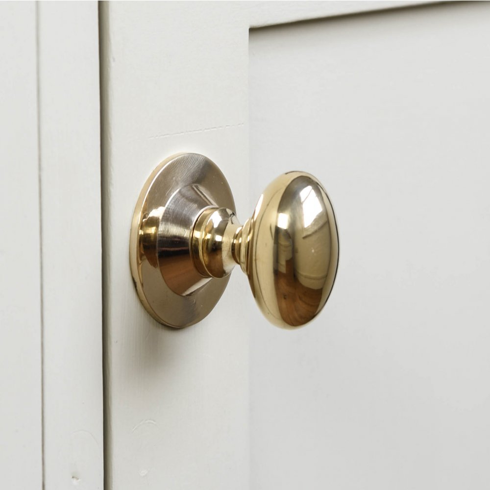 Antique Style Polished Brass Oval Cabinet Knob - Vintage Hardware for Kitchen Cabinets, Dressers & Furniture (Set of 10) - Perfect for Home Renovation & DIY Projects
