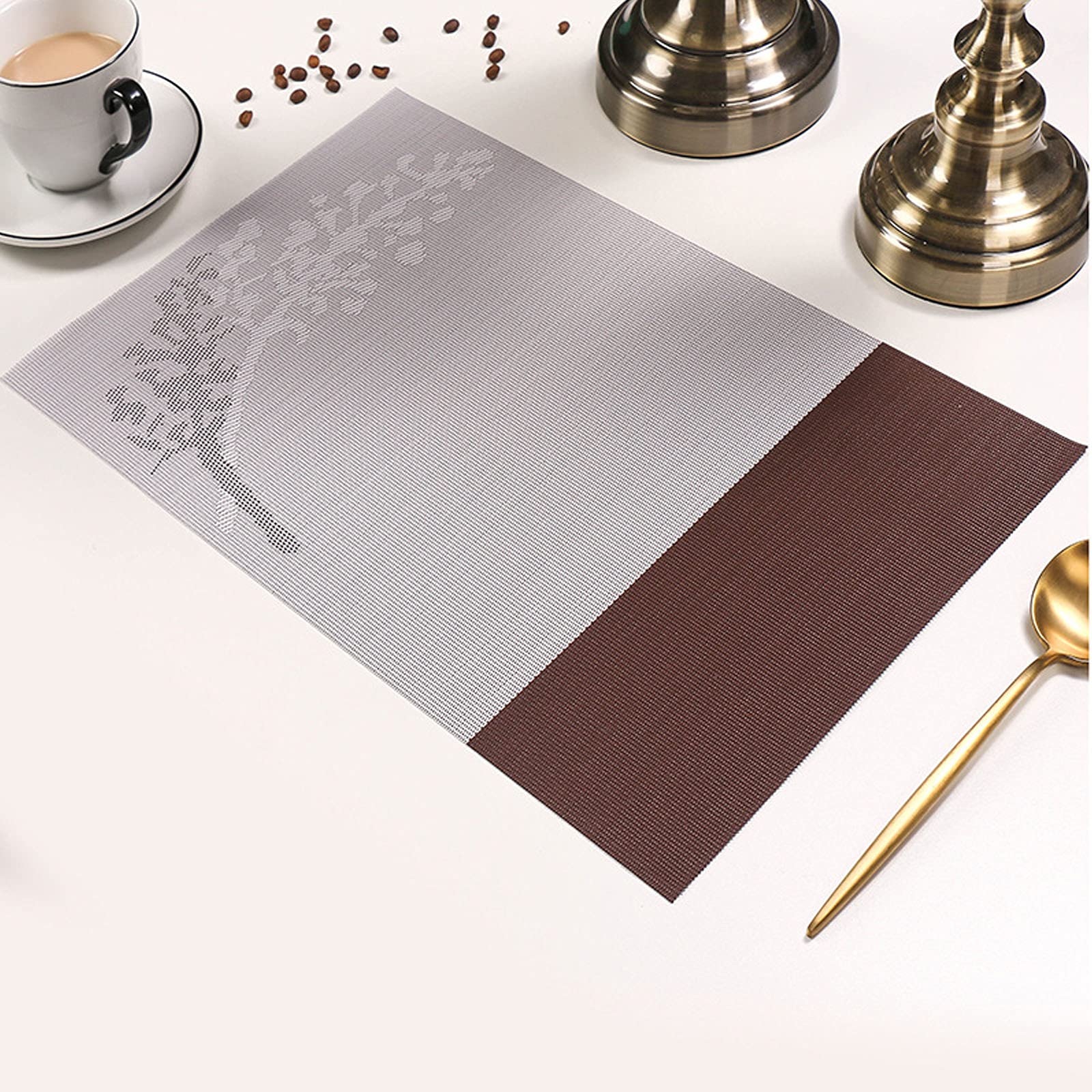 CXSTWIN Heat-Resistant & Stain-Resistant PVC Placemats Set of 4 - Non-Slip Washable Vinyl Table Mats with European Style Woven Design for Dining Table, Kitchen, and Party Decor