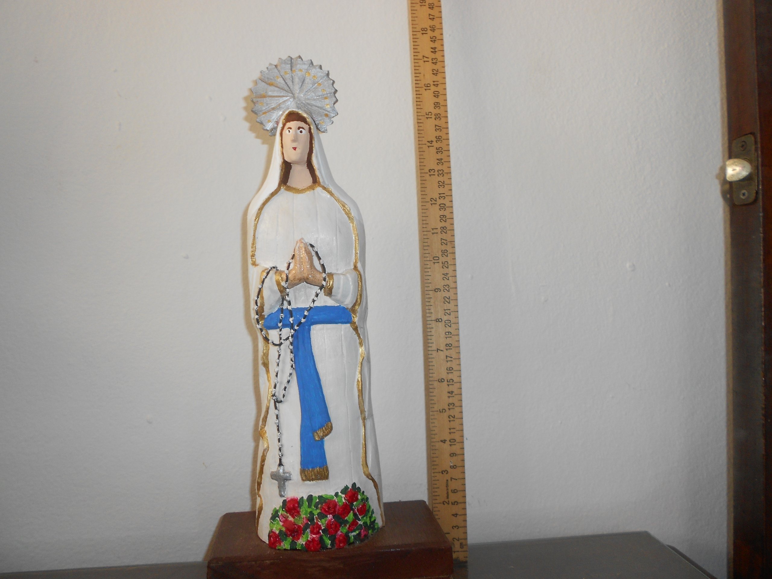 Hand-Carved Polart Wood Statue of Virgin Mary and Baby Jesus - Religious Home Decor, Gift for Christmas, Baptism, and Prayer Altar