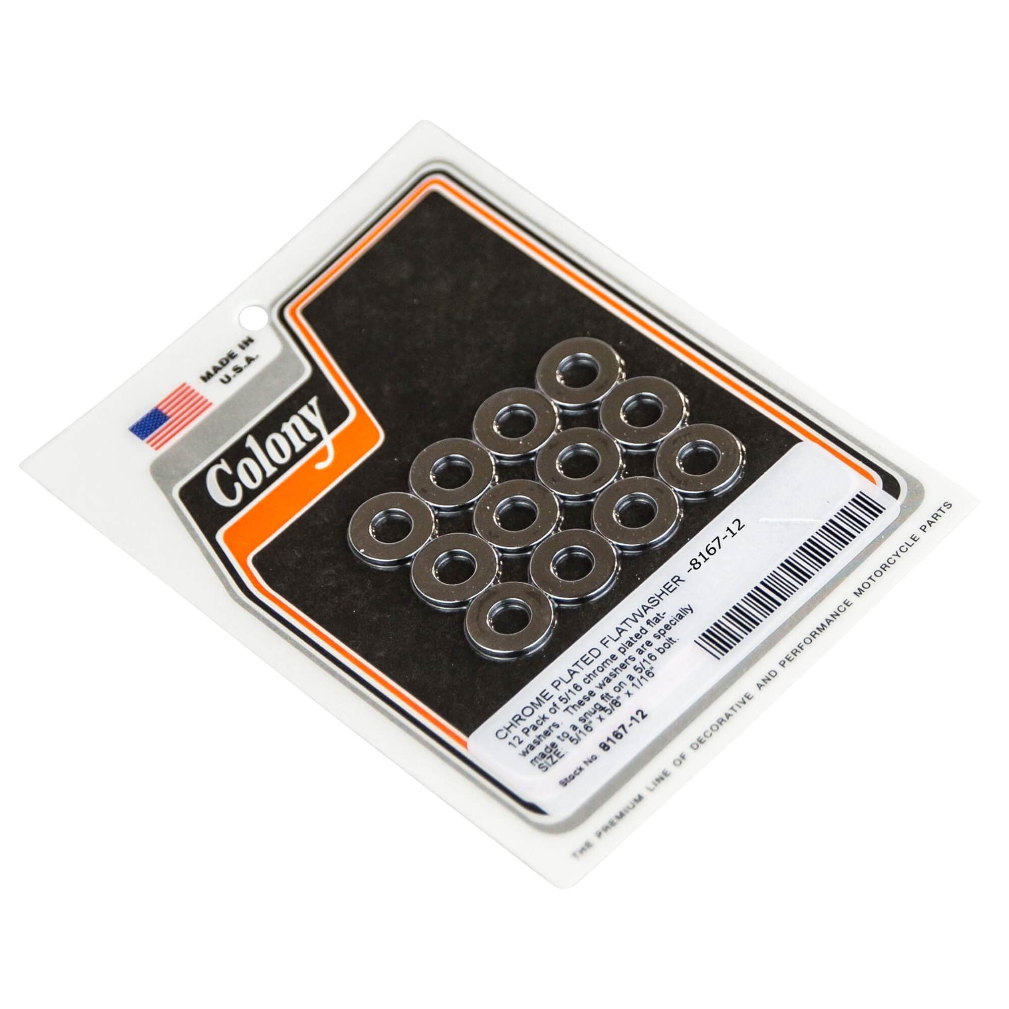 12 Pack 5/16 Inch Chrome Plated Flat Washers - #8167 - Perfect for Plumbing, Automotive & DIY Projects