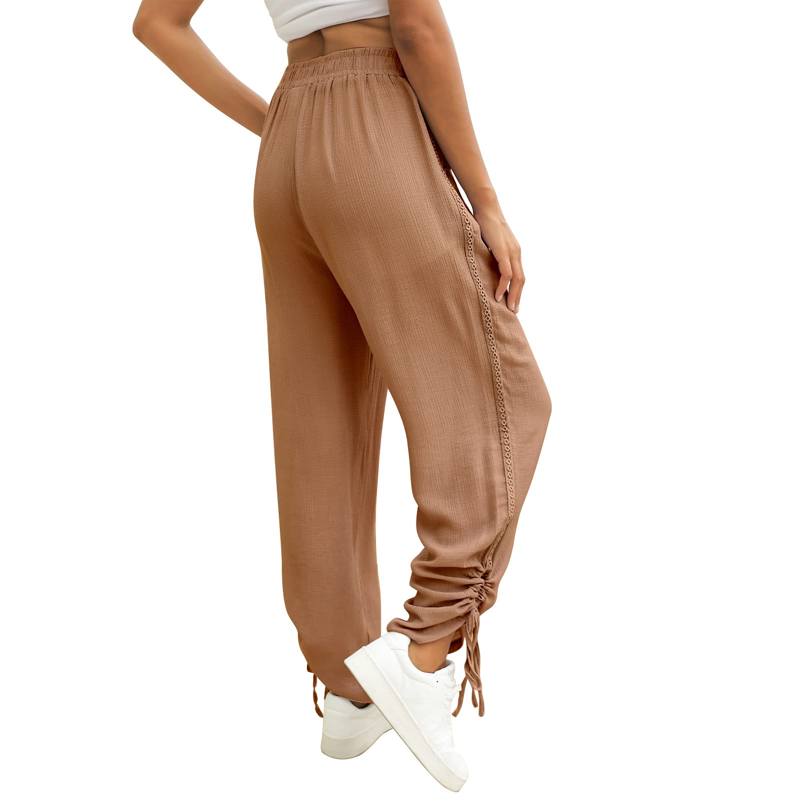 Women's High Waist Palazzo Pants - Wide Leg Lounge Pants with Pockets, Plus Size Casual Trousers for Comfort & Style | Perfect for Yoga, Travel & Everyday Wear