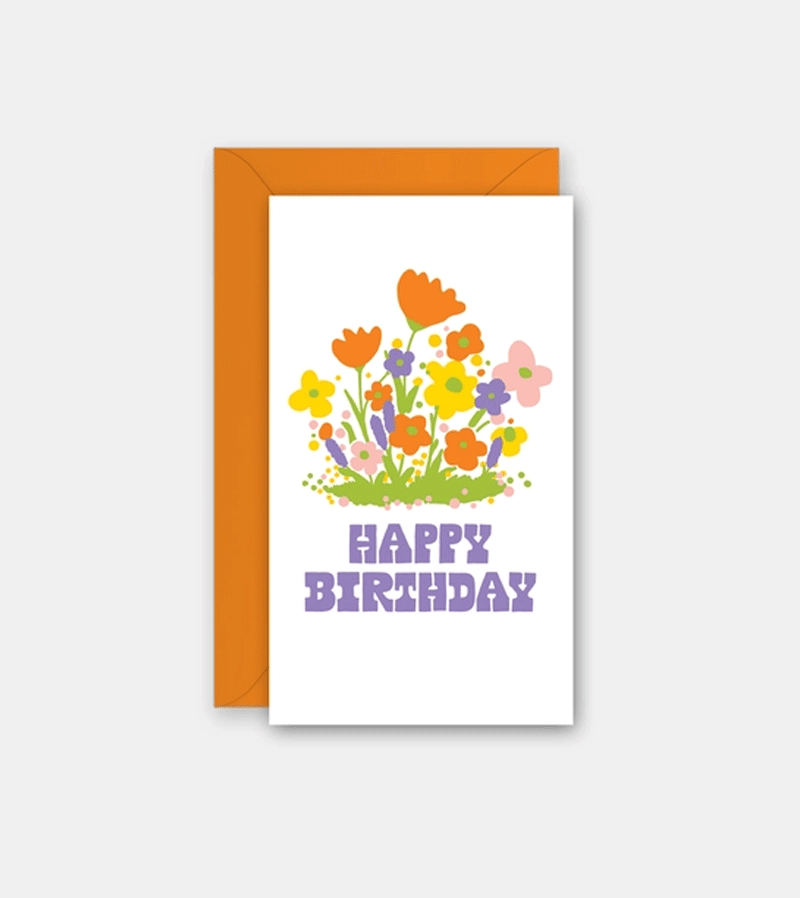 Wildflowers Birthday Mini Greeting Card by Rock Scissor Paper - Perfect for Birthdays, Anniversaries & Special Occasions