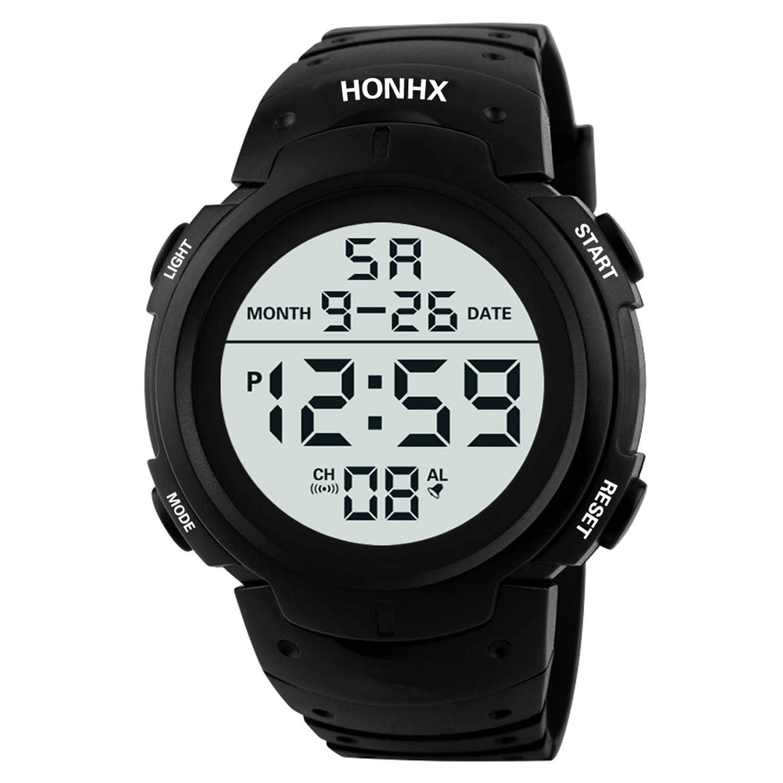 Luxury HONHX Pink Digital Sports Watch for Men - LED Display, Date Function, Waterproof - Perfect for Running, Hiking, and Outdoor Activities