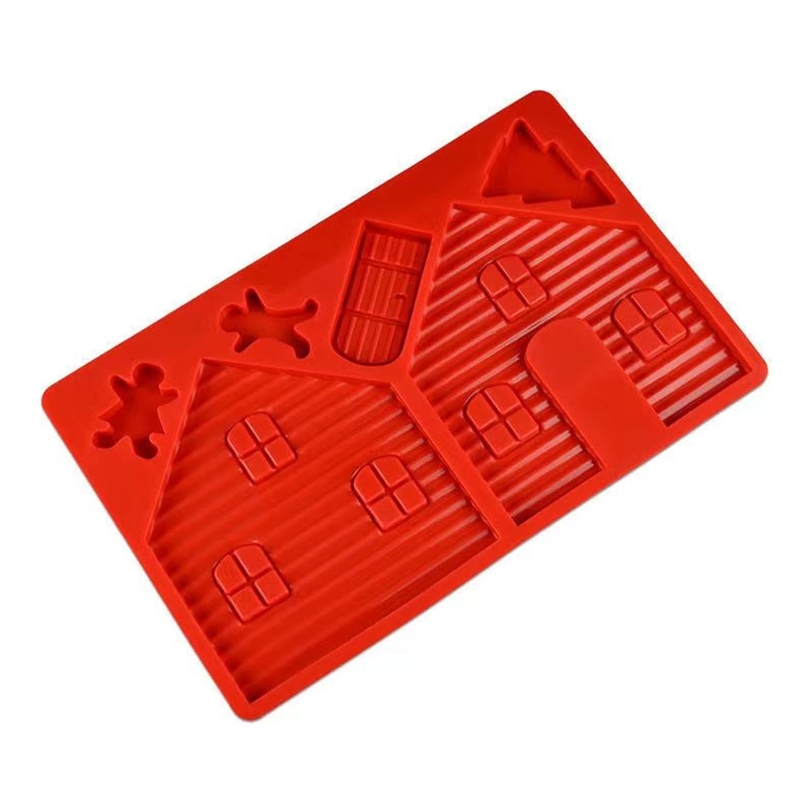Premium 2-Pack Reusable Silicone Gingerbread House Chocolate Molds - BPA Free, Dishwasher Safe Christmas Baking & DIY Soap Making Kit (Red) - Perfect for Holiday Treats, Party Favors & Handmade Gifts