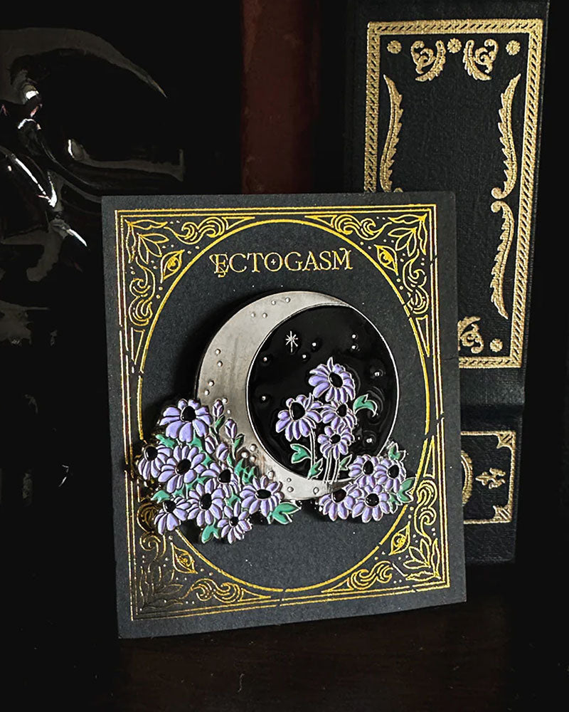 Silver Moon & Flowers Large Brooch Pin - Elegant Floral Design for Women's Dresses, Coats & Scarves - Perfect for Weddings, Parties & Special Occasions