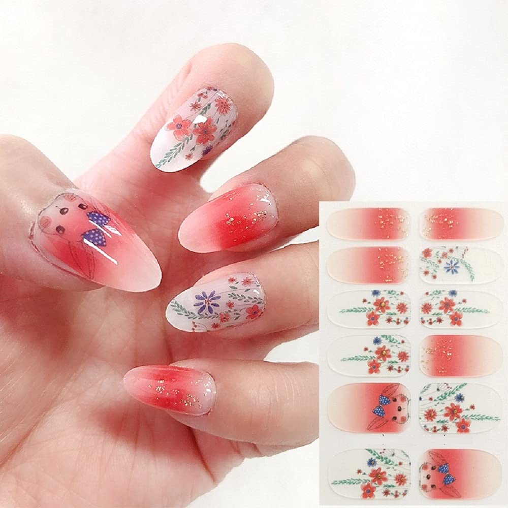 3D Watercolor Nail Stickers for Women - 2 Sheet Full Cover Designer Nail Art Stickers Set (FN2193) | DIY Manicure, Nail Salon, Party & Special Occasion Nail Accesories
