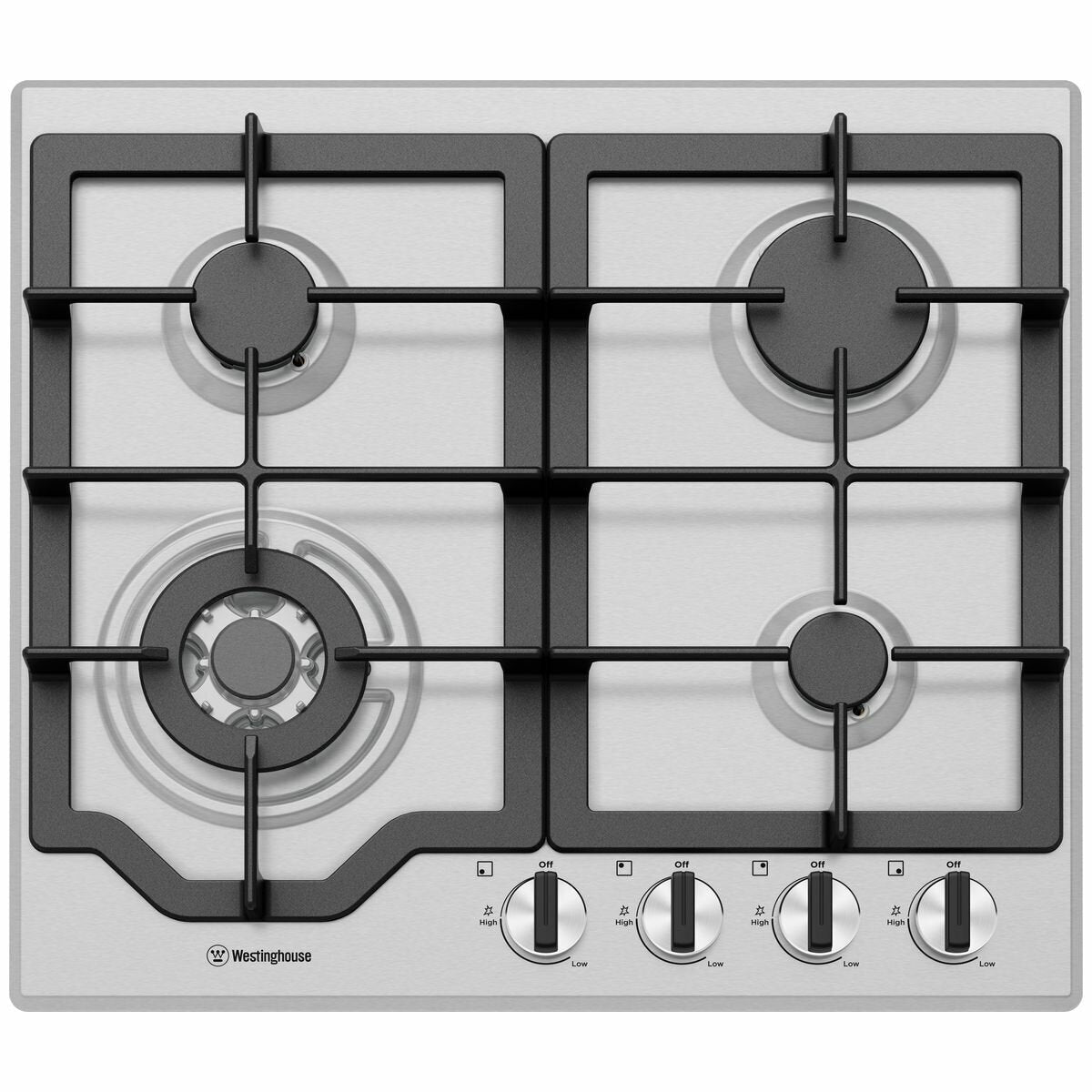 Westinghouse WHG644SC 60cm 4 Burner Natural Gas Cooktop - Premium Stainless Steel Gas Stove for Modern Kitchens | Perfect for Home Cooking, Baking & Entertaining