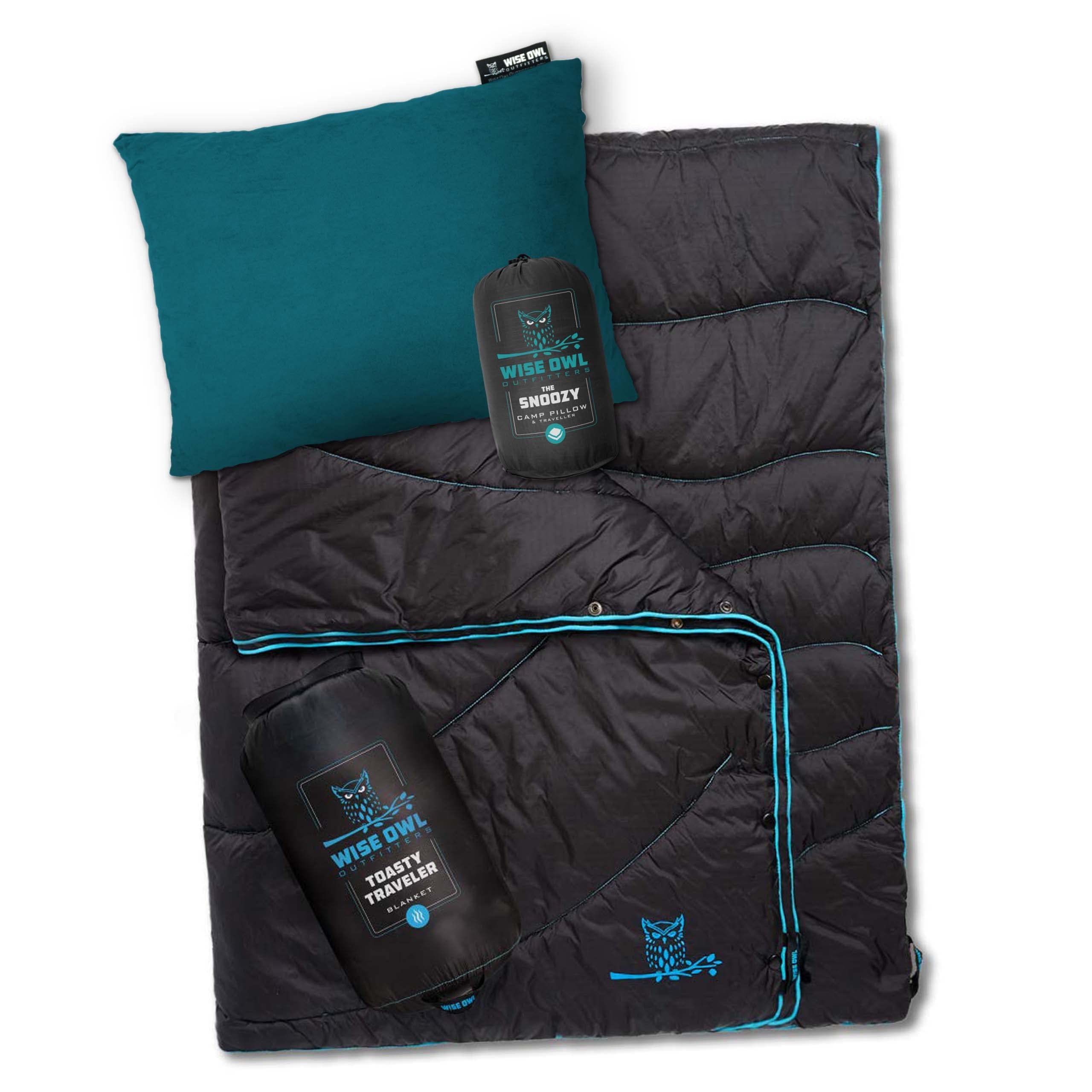 Wise Owl Outfitters Camping Pillow & Blanket Set - Ultra Lightweight & Compact Travel Essentials for Hiking, Backpacking & Winter Camping - Perfect for Outdoor Adventures & Car Camping