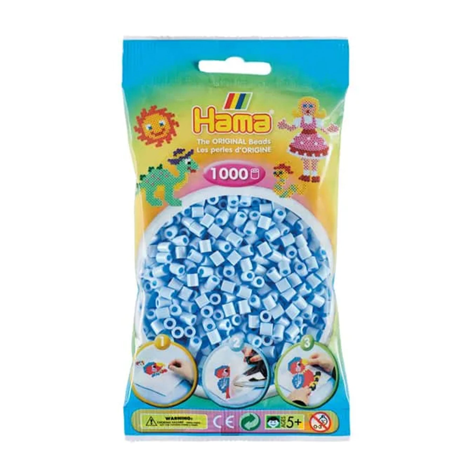 1,000 Pack Hama Midi Beads Pastel Blue Ice - DIY Craft Beads for Kids, Jewelry Making & Creative Art Projects - Perfect for Birthday Parties, Classroom Activities & Home Decor