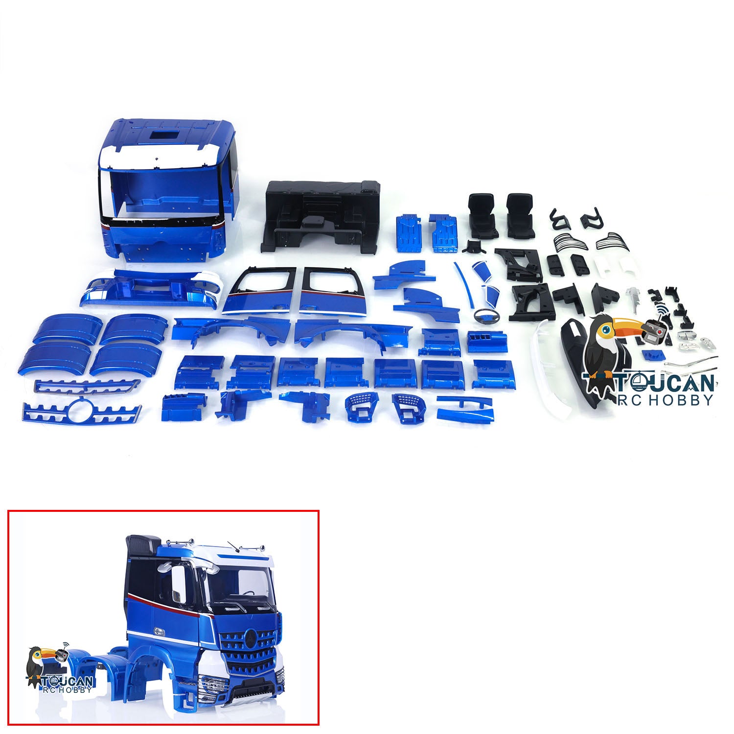 1/14 Scale 6x6 RC Tractor Truck Plastic Cabin & Body Kit - Painted Hobby Model for Radio Controlled Emulated Vehicles | Perfect for Off-Road Adventures & RC Car Collectors