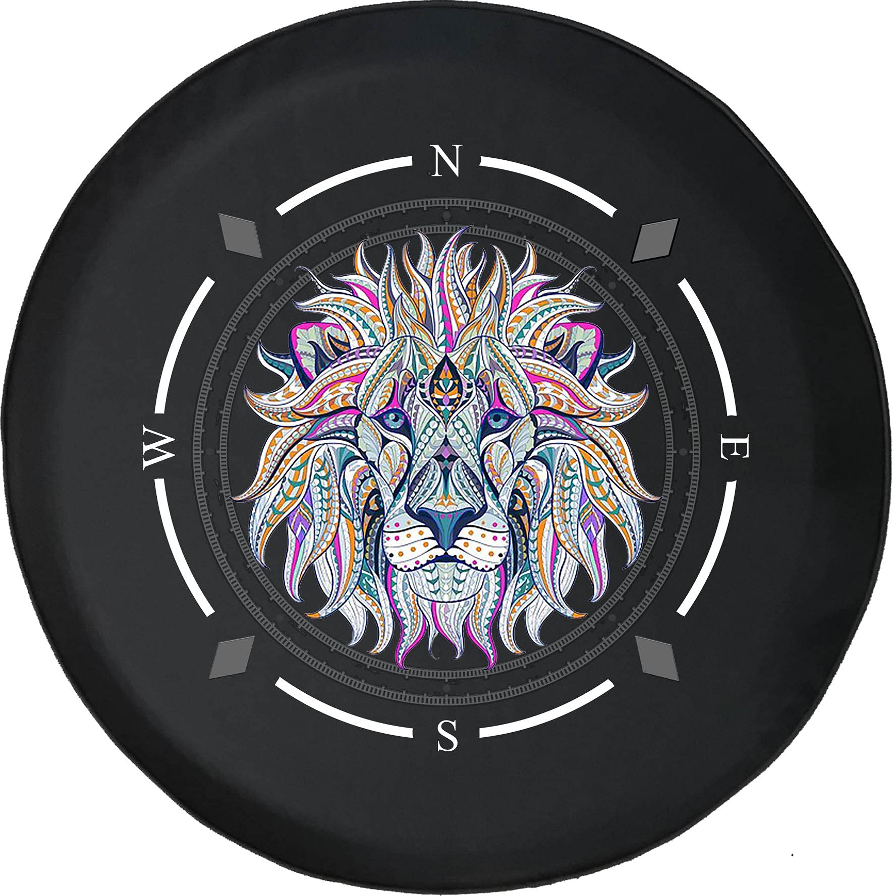 American Unlimited Spare Tire Cover with Compass & Lion King Design - Durable SUV, Trailer & RV Wheel Cover for Jungle Safari Adventures | Fits Most Vehicles | Perfect for Off-Roading & Camping Trips