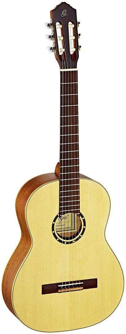 Ortega R121-7/8 7/8 Size 6-String Nylon Classical Guitar with Gig Bag - Spruce Top, Natural Satin Finish - Perfect for Beginners, Travel & Home Practice