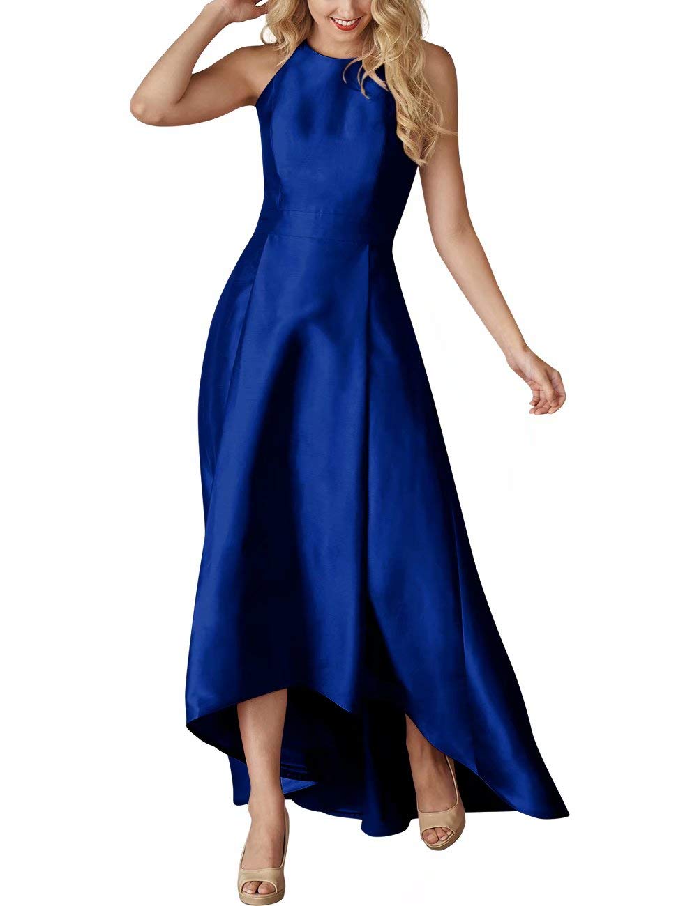 Lilibridal Women's Satin Bridesmaid Dress - High Low Hem Black Prom Gown for Evening Parties, Weddings & Formal Events