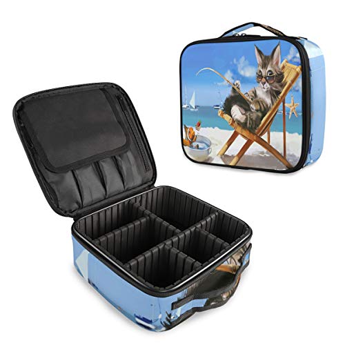 ALAZA Waterproof Cat Kitten Makeup Train Case - Portable Cosmetic Organizer with Adjustable Dividers for Travel, Home & Professional Use | Perfect for Makeup Artists, Students & Beauty Enthusiasts