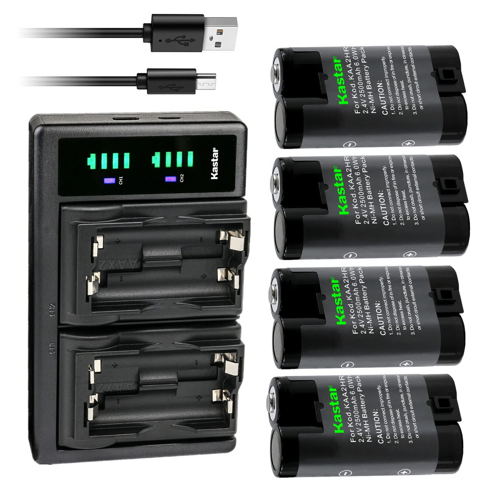Kastar 4-Pack Rechargeable Batteries with LTD2 USB Charger for Kodak EasyShare Z700/Z740/Z885/Z980/ZD710/C1013/C300/C310/C315/C330/C340/C360/C433/C503/C513/C530 Digital Cameras - Perfect for Travel Photography & Everyday Use