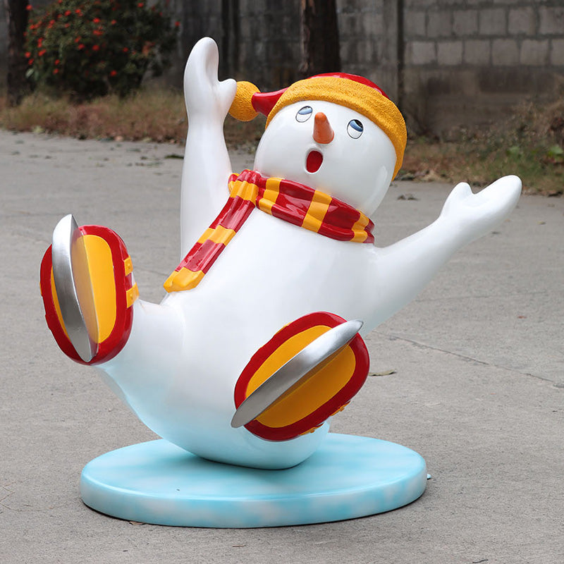 3 Foot Skating Snowman Christmas Yard Decoration - Outdoor Holiday Decor for Garden, Lawn, and Patio
