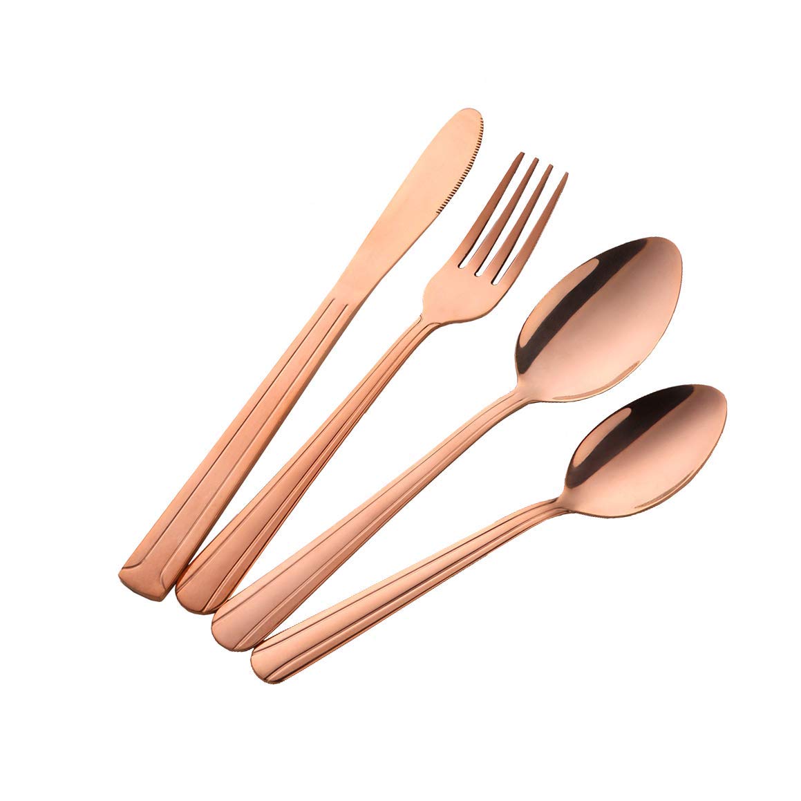 Premium 8-Piece Stainless Steel Flatware Set - Rose Gold Silverware (Forks, Knives, Spoons) for Elegant Dining & Kitchen Use - Perfect for Dinner Parties, Weddings & Home Decor