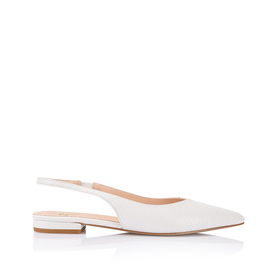 Chic History Slingback Flats in Chalk White Snake Print - Comfortable Women's Shoes for Work, Date Night & Casual Outfits