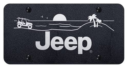 Official Licensed Jeep Beach Laser Etched Rugged Black License Plate - Durable & Stylish for Off-Road Adventures & Beach Trips